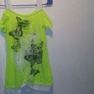 Neon green butterfly top